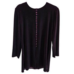 Hillard & Hansen Woman's Size 10 Velvet Tunic Slit Side & Front Covered Button